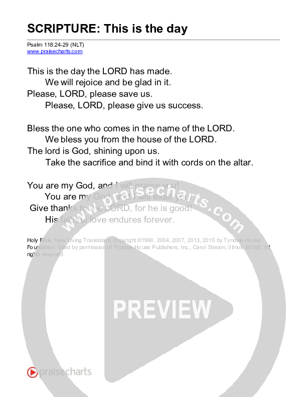 This Is The Day (Psalm 118) Reading (Scripture)