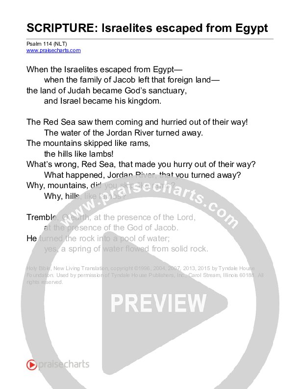 Israelites Escaped From Egypt (Psalm 114) Reading (Scripture)