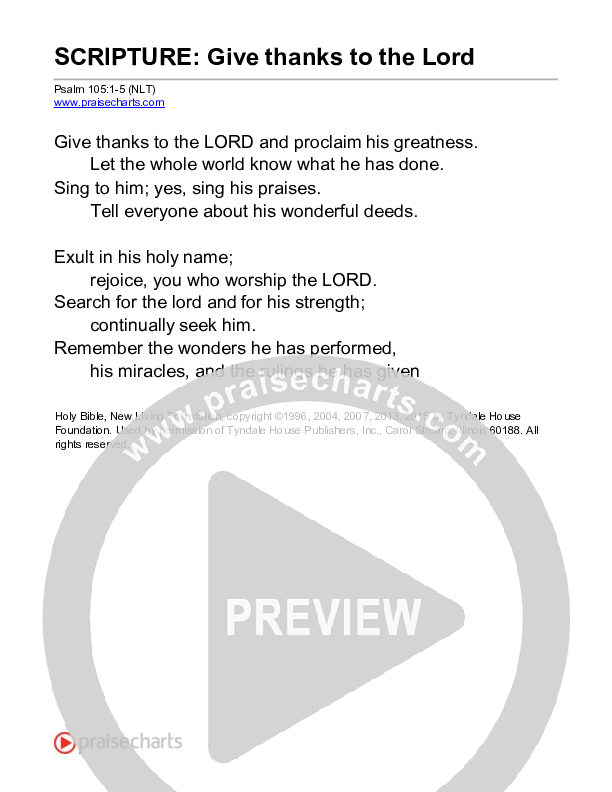 Give Thanks To The Lord (Psalm 105) Reading (Scripture)