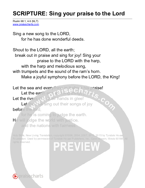 Sing Your Praise To The Lord (Psalm 98) Reading (Scripture)
