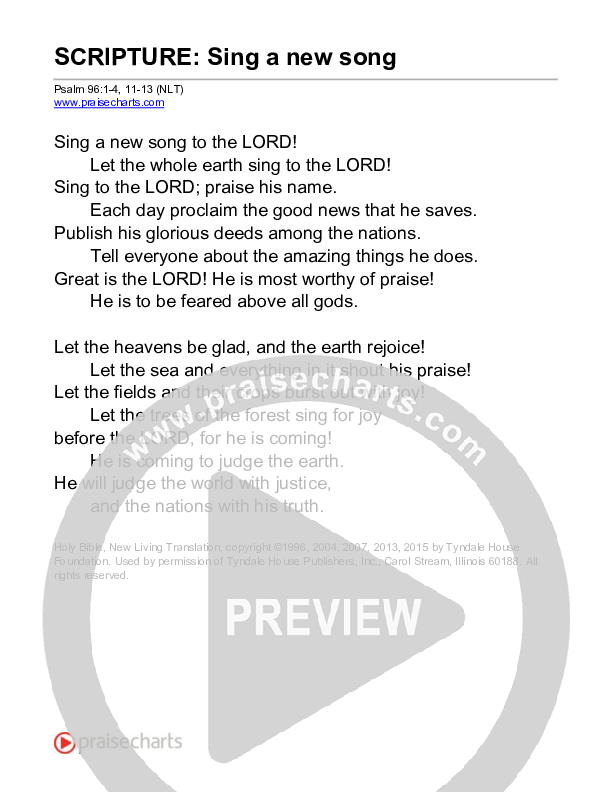 Sing A New Song (Psalm 96) Reading (Scripture)