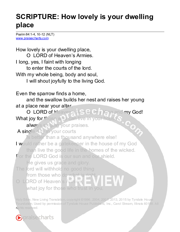 How Lovely Is Your Dwelling Place (Psalm 84) Reading (Scripture)