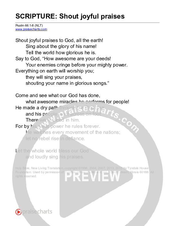 Shout Joyful Praises (Psalm 66) Reading (Scripture)