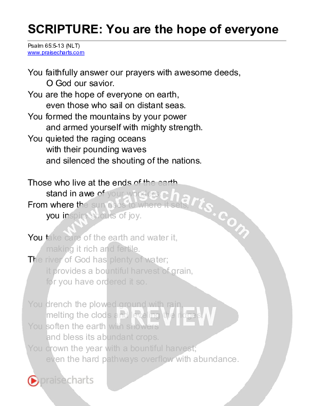 You Are The Hope Of Everyone (Psalm 65) Reading (Scripture)