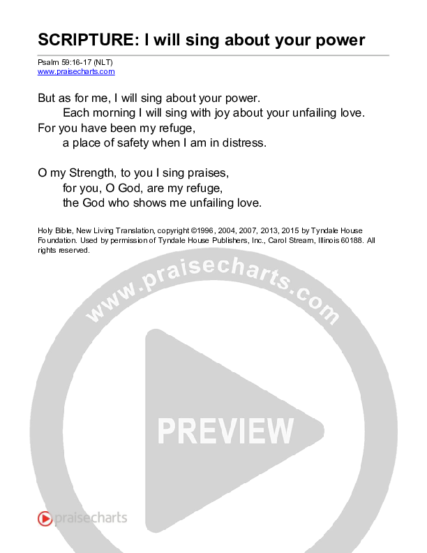 I Will Sing About Your Power (Psalm 59) Reading (Scripture)