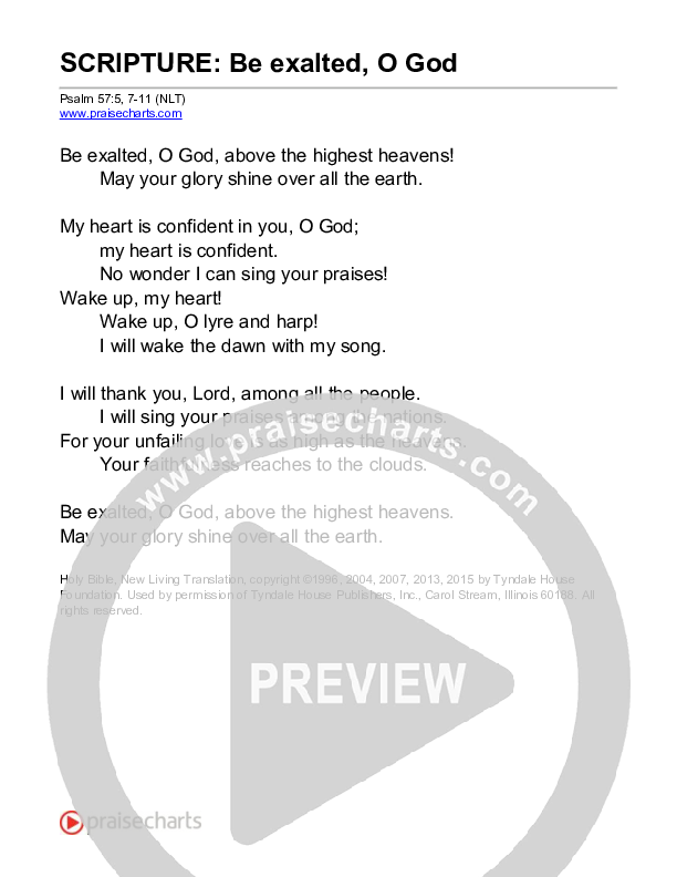 Be Exalted, O God (Psalm 57) Reading (Scripture)