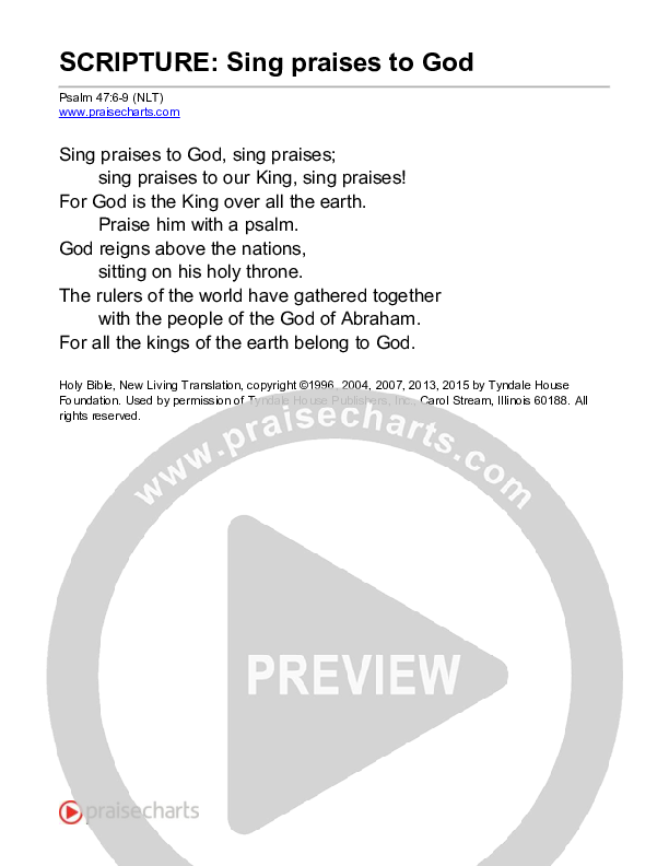 Sing Praises To God (Psalm 47) Reading (Scripture)