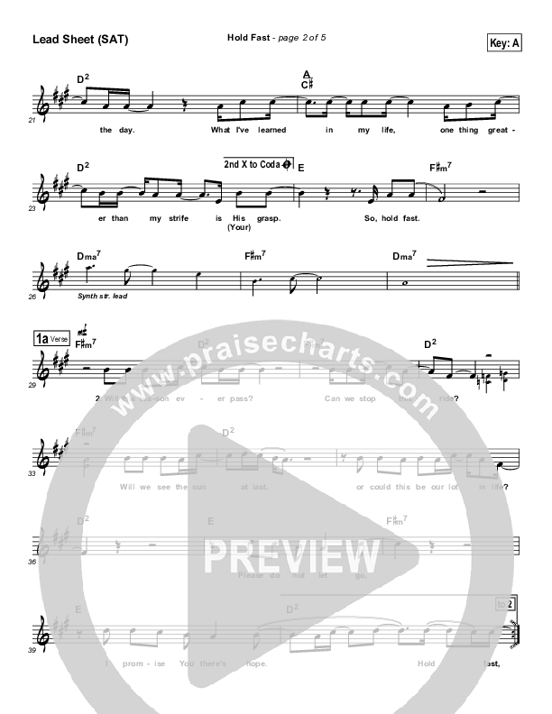 Hold Fast Lead Sheet (MercyMe)