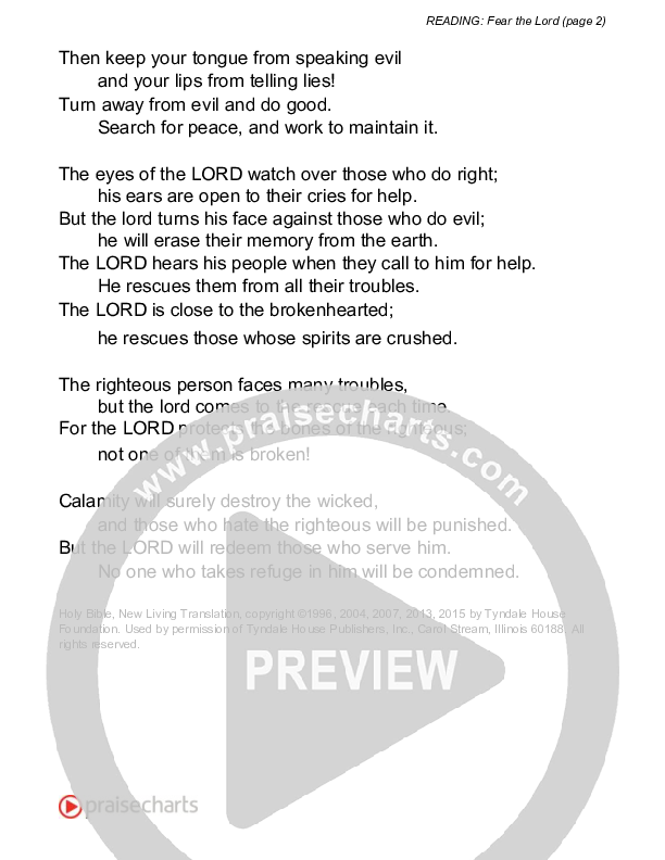 Fear The Lord (Psalm 34) Reading (Scripture)