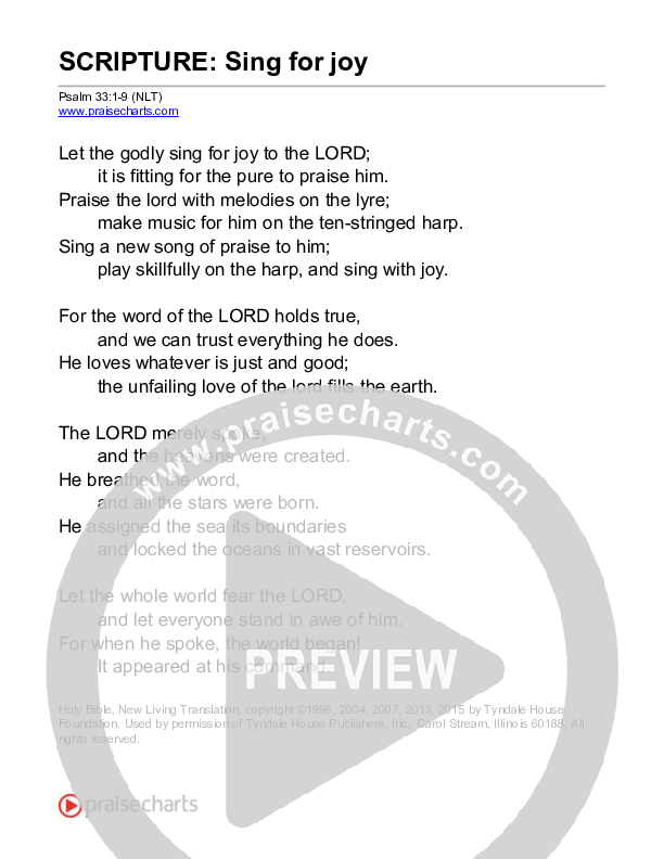 Sing For Joy (Psalm 33) Reading (Scripture)