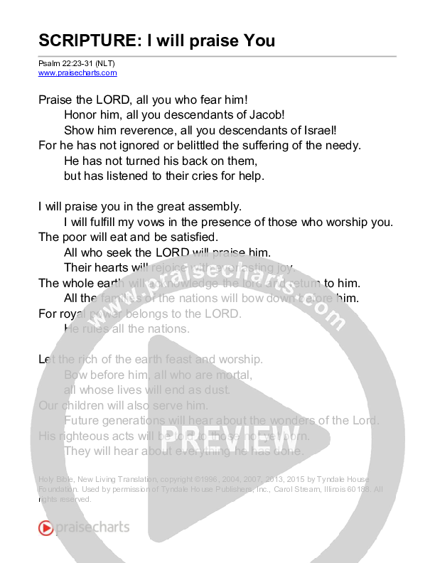 I Will Praise You (Psalm 22) Reading (Scripture)