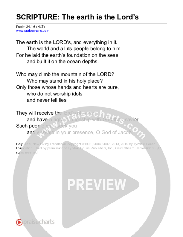 The Earth Is The Lord's (Psalm 24) Reading (Scripture)