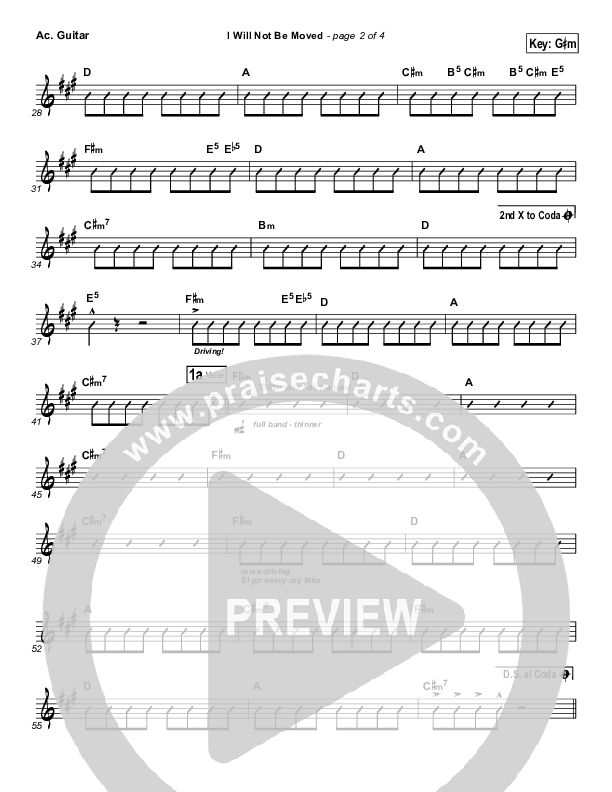 I Will Not Be Moved Acoustic Guitar (Natalie Grant)