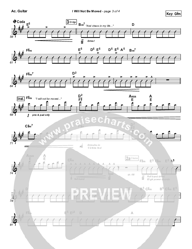 I Will Not Be Moved Acoustic Guitar (Natalie Grant)