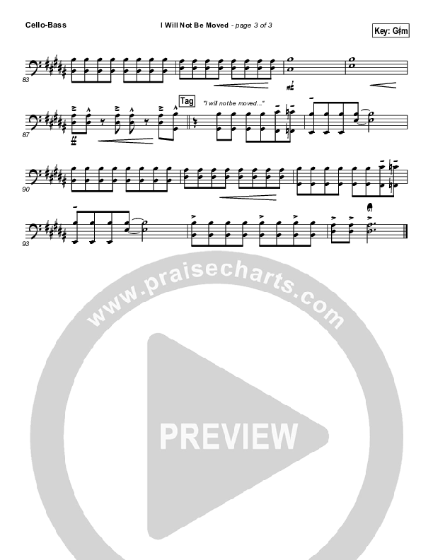 I Will Not Be Moved Cello/Bass (Natalie Grant)