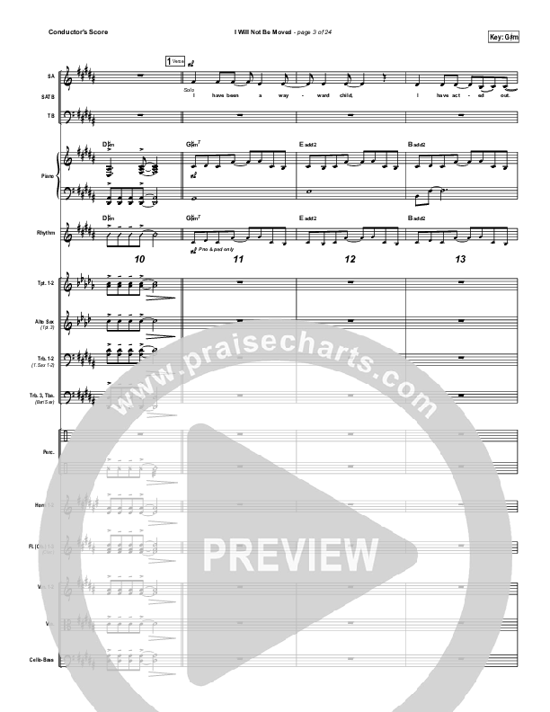 I Will Not Be Moved Conductor's Score (Natalie Grant)