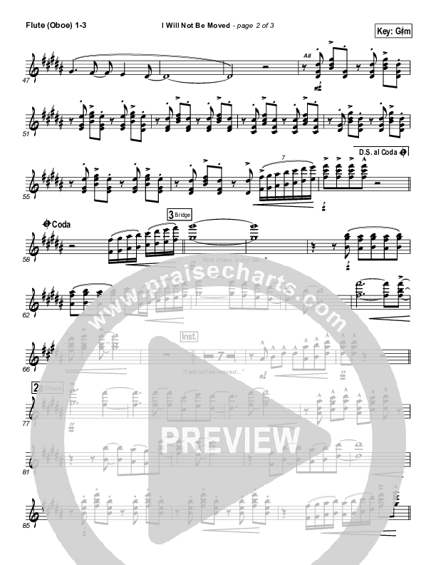 I Will Not Be Moved Flute/Oboe 1/2/3 (Natalie Grant)