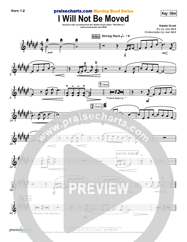 I Will Not Be Moved French Horn 1/2 (Natalie Grant)