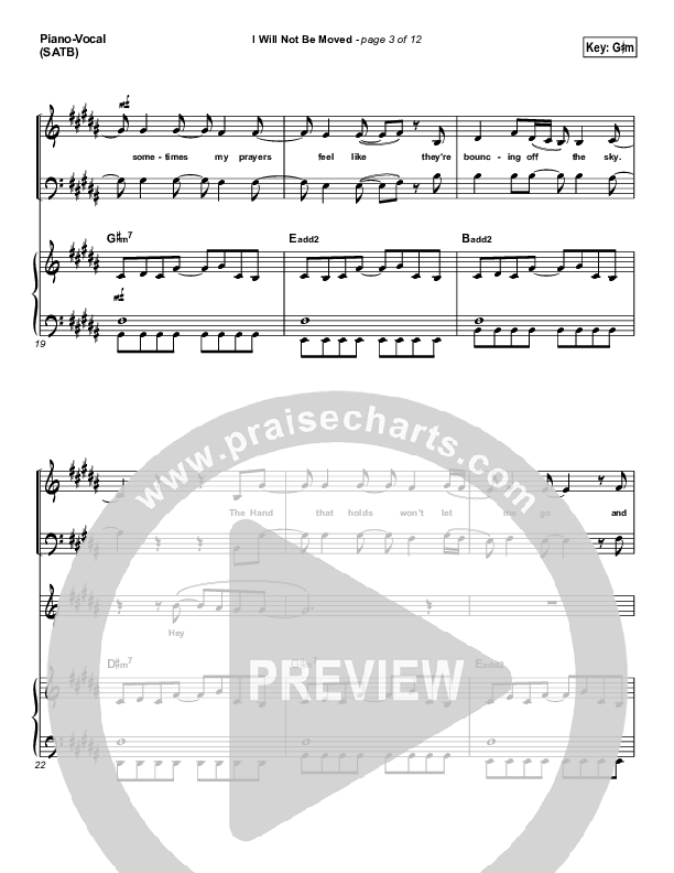 I Will Not Be Moved Piano/Vocal (Natalie Grant)