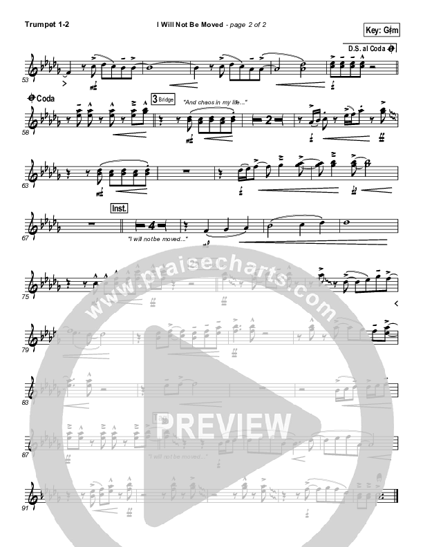 I Will Not Be Moved Trumpet 1,2 (Natalie Grant)