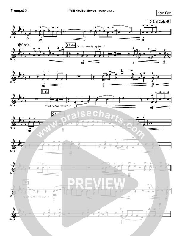 I Will Not Be Moved Trumpet 3 (Natalie Grant)