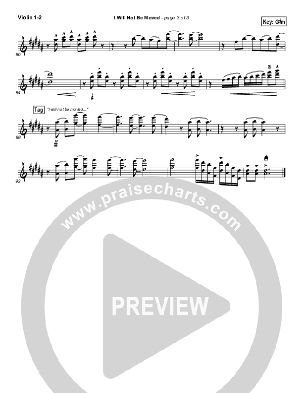 I Will Not Be Moved Violin 1/2 (Natalie Grant)