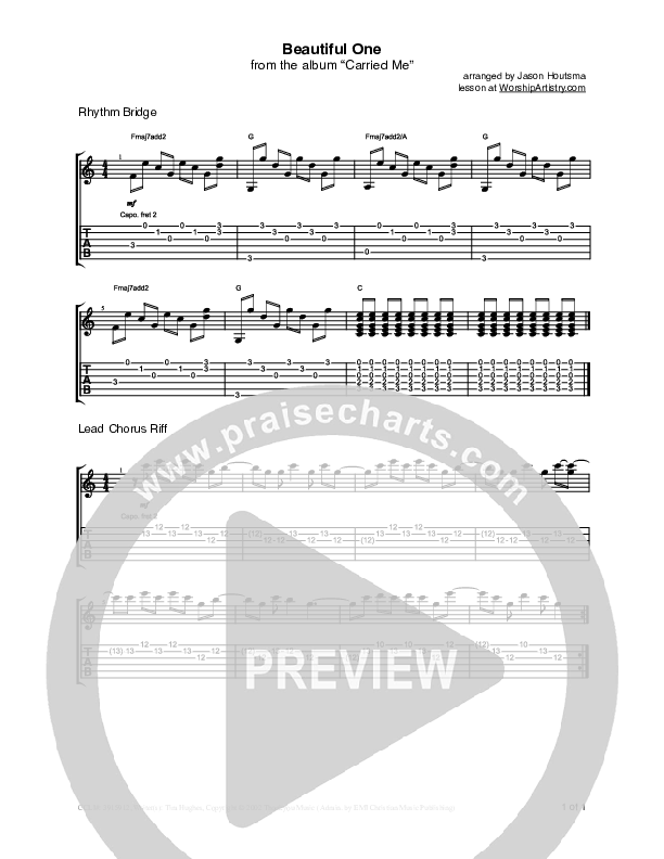 Beautiful One Guitar TAB/Riffs (Jeremy Camp)