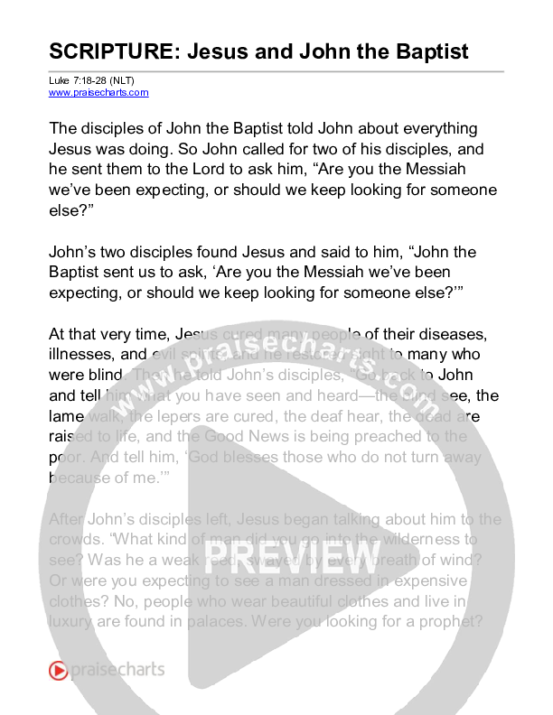 Jesus And John The Baptist (Luke 7) Reading (Scripture)