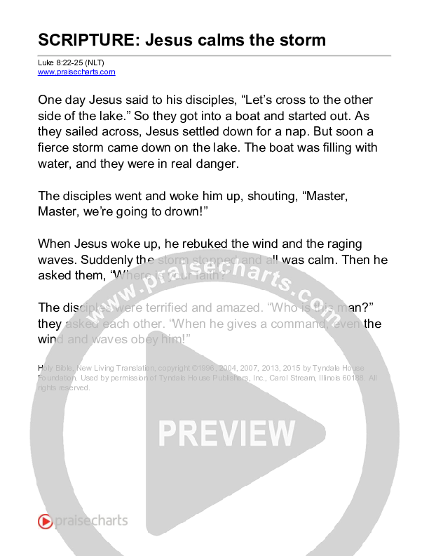 Jesus Calms The Storm (Luke 8) Reading (Scripture)