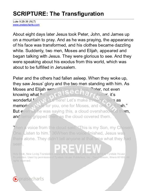 The Transfiguration (Luke 9) Reading (Scripture)