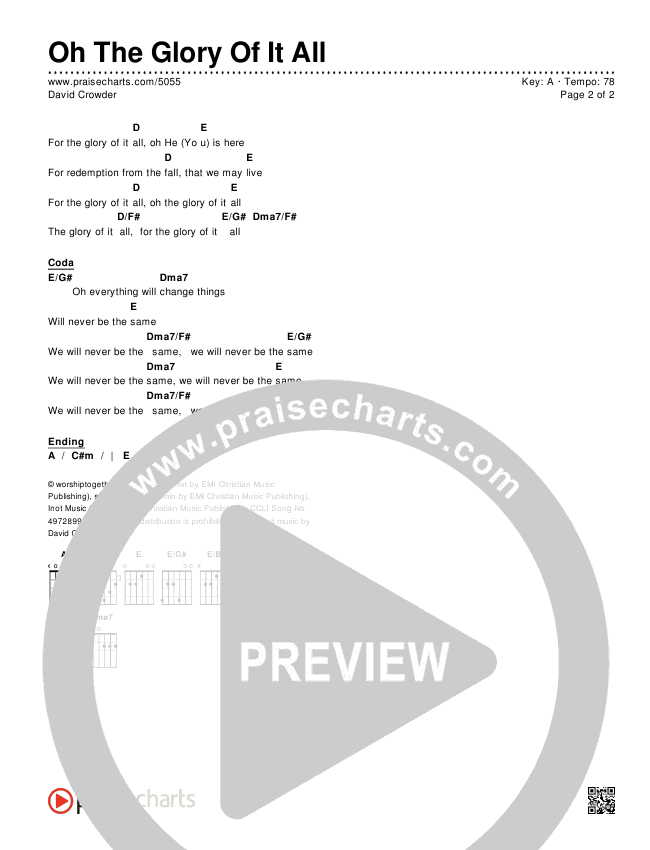 Oh The Glory Of It All Chords & Lyrics (David Crowder)