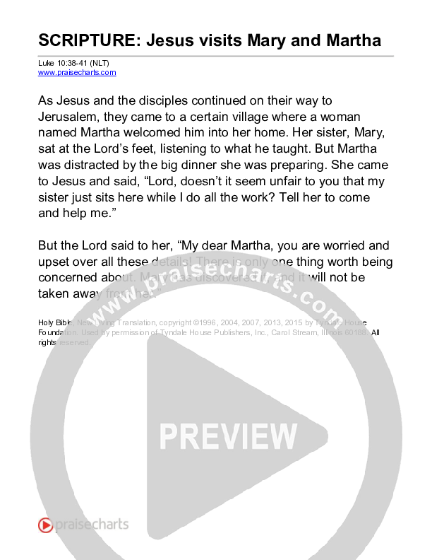 Jesus Visits Mary And Martha (Luke 10) Reading (Scripture)