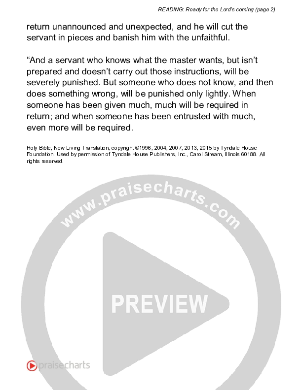 Ready For The Lord's Coming (Luke 12) Reading (Scripture)