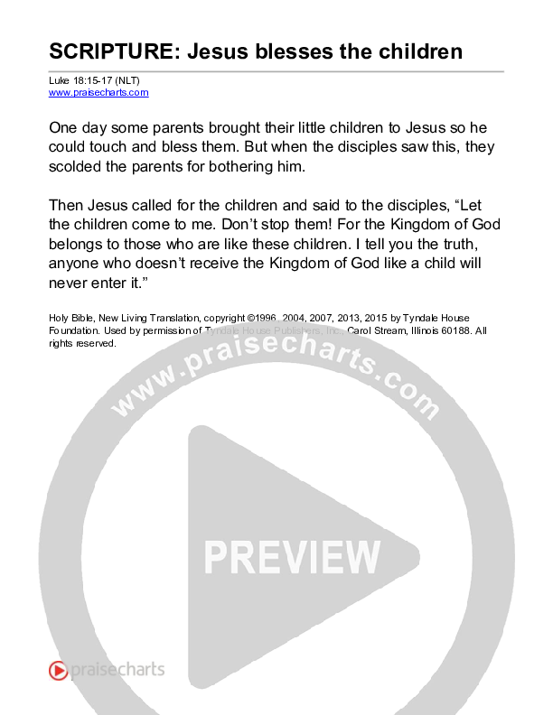 Jesus Blesses The Children (Luke 18) Reading (Scripture)