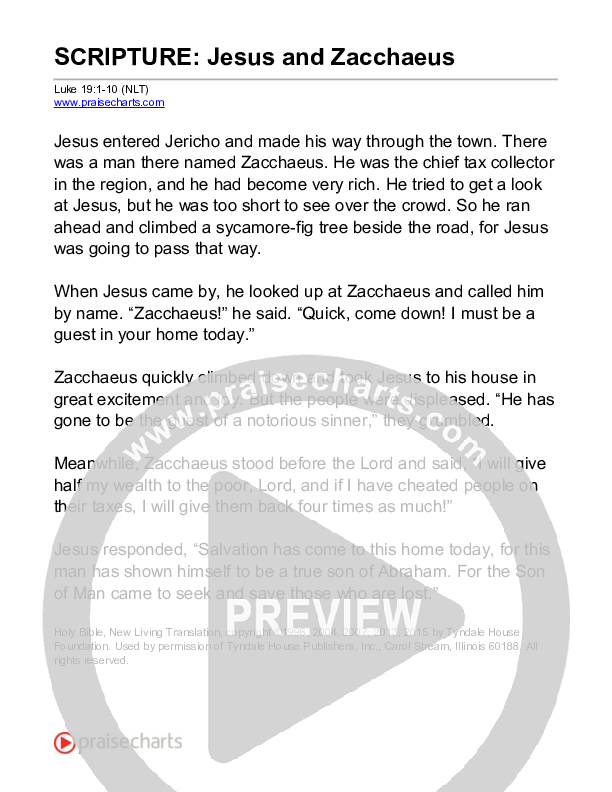 Jesus And Zacchaeus (Luke 19) Reading (Scripture)