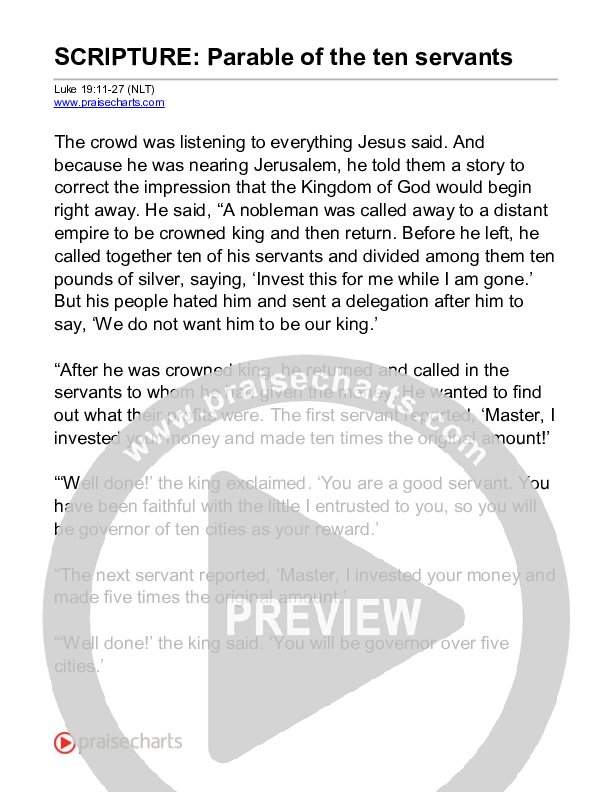 Parable Of The Ten Servants (Luke 19) Reading (Scripture)