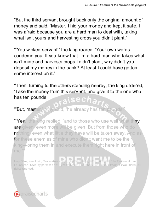 Parable Of The Ten Servants (Luke 19) Reading (Scripture)