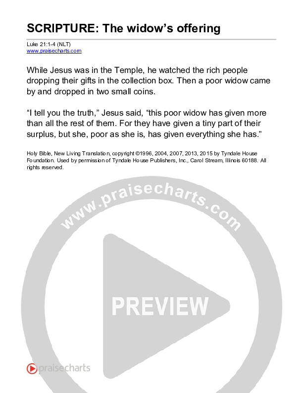 The Widow's Offering (Luke 21) Reading (Scripture)