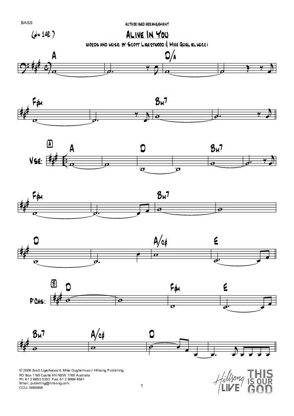 Alive In You (Instrumental) Bass Guitar (Hillsong Worship)
