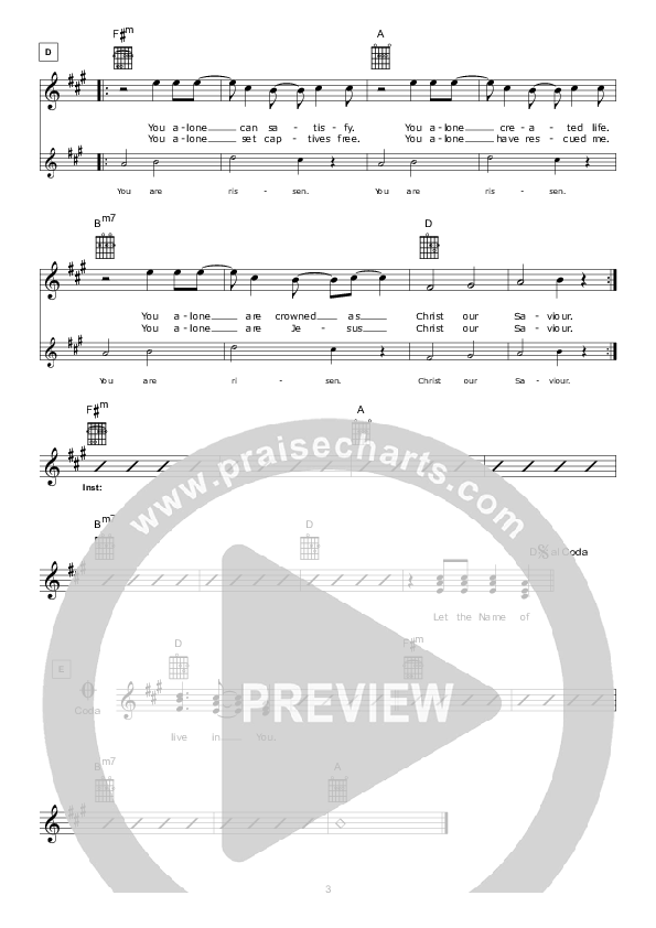 Alive In You (Instrumental) Lead Sheet (Hillsong Worship)