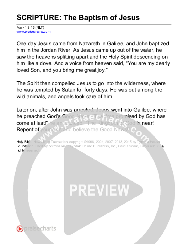 The Baptism Of Jesus (Mark 1) Reading (Scripture)