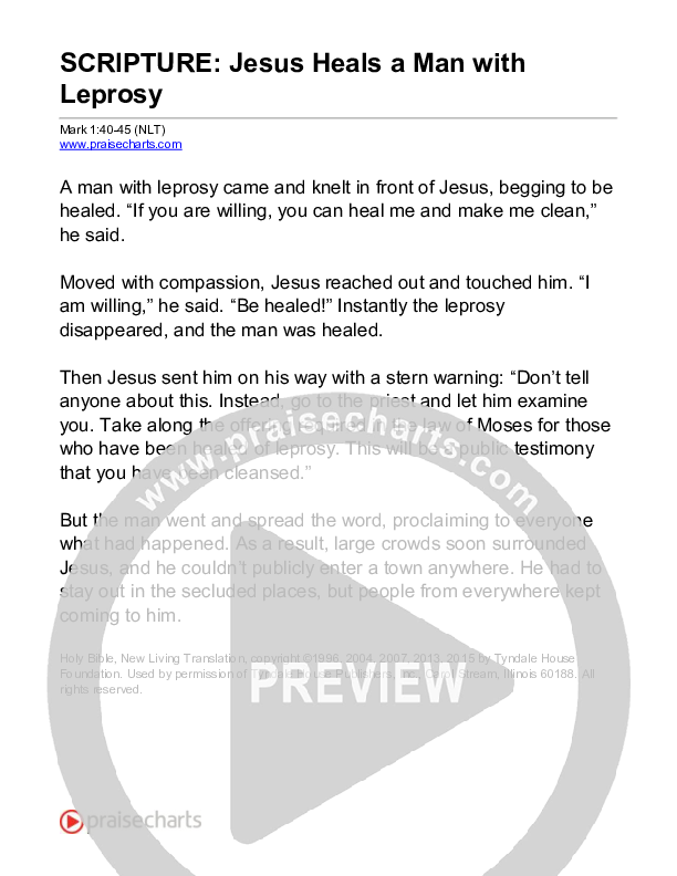 Jesus Heals A Man With Leprosy (Mark 1) Reading (Scripture)