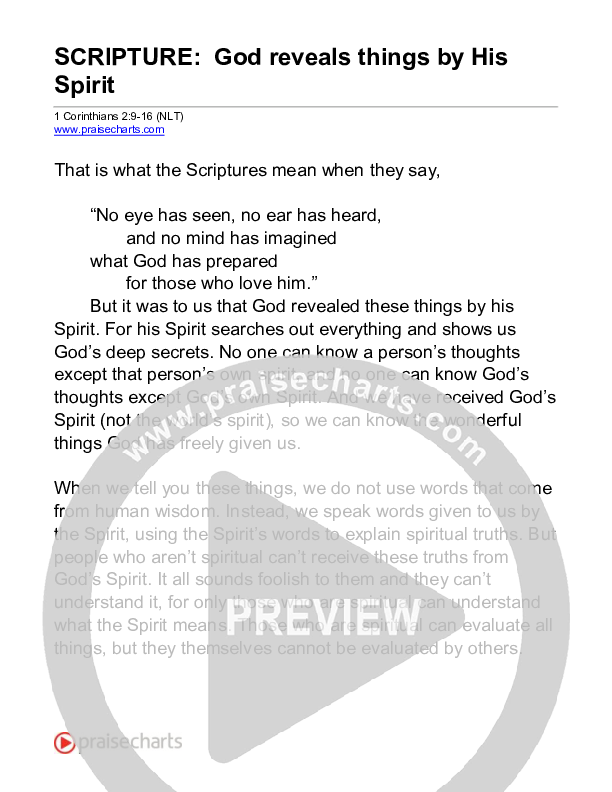 God Reveals Things By His Spirit (1 Corinthians 2) Reading (Scripture)