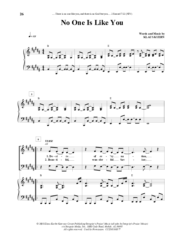 No One Is Like You Lead & Piano (Klaus)