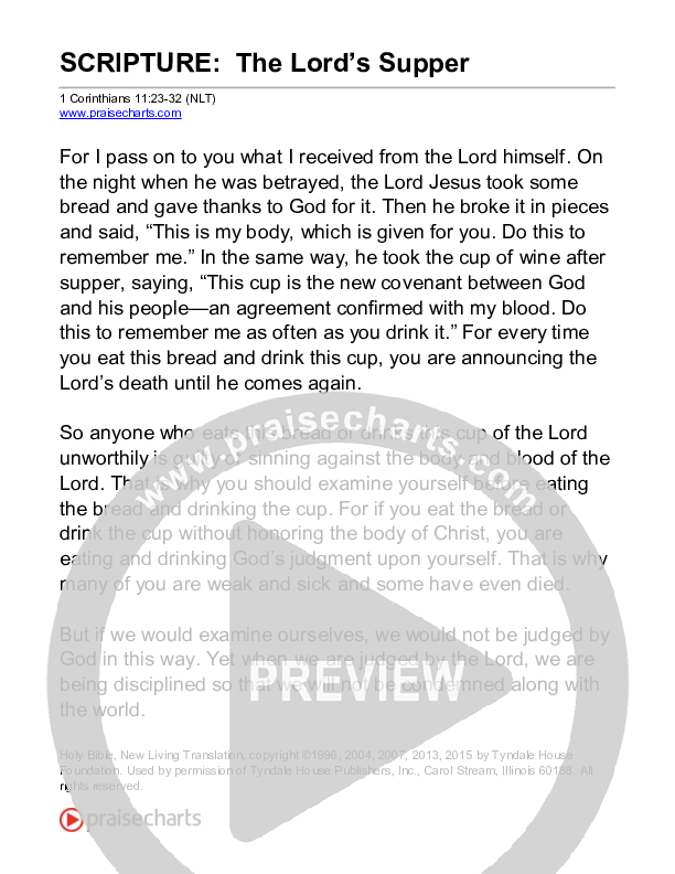 The Lord's Supper (1 Corinthians 11) Reading (Scripture)