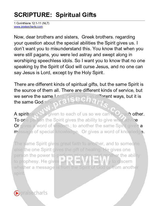 Spiritual Gifts (1 Corinthians 12) Reading (Scripture)