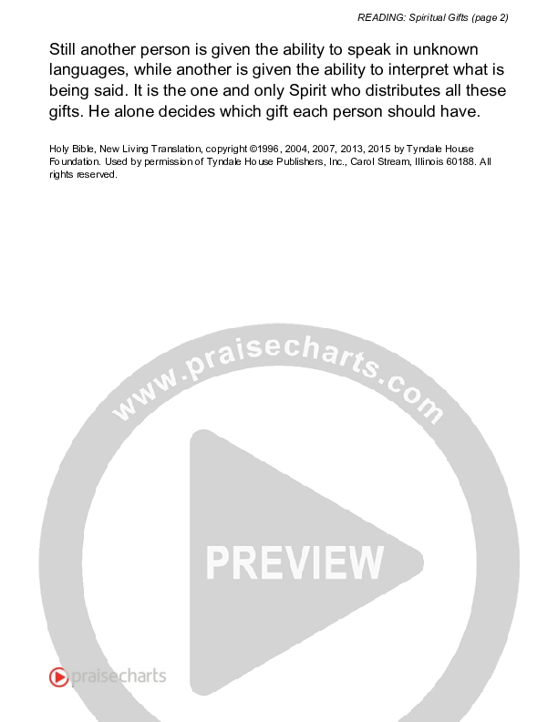 Spiritual Gifts (1 Corinthians 12) Reading (Scripture)