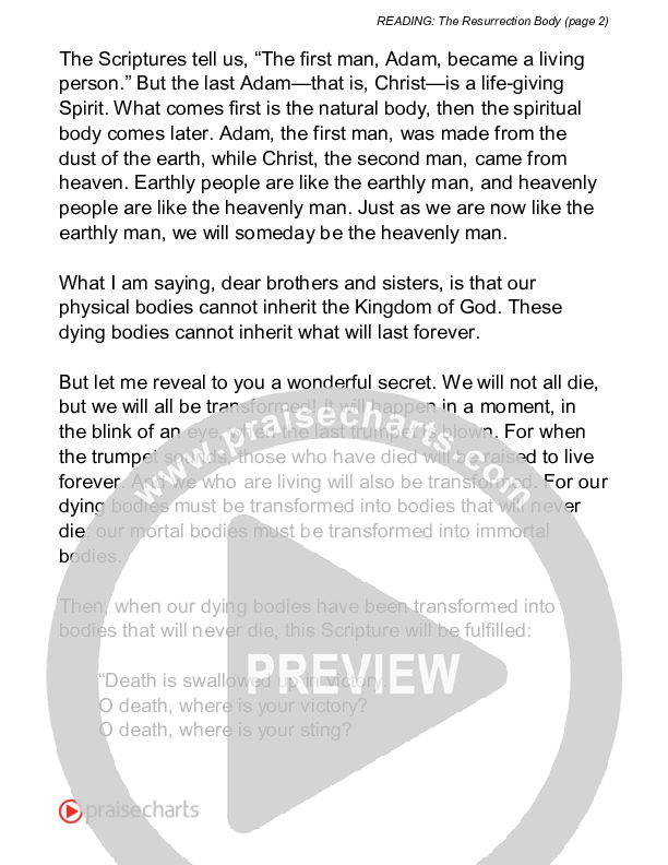 The Resurrection Body (1 Corinthians 15) Reading (Scripture)