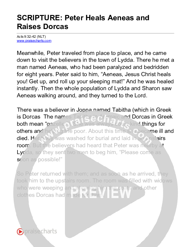 Peter Heals Aeneas And Raises Dorcas (Acts 9) Reading (Scripture)