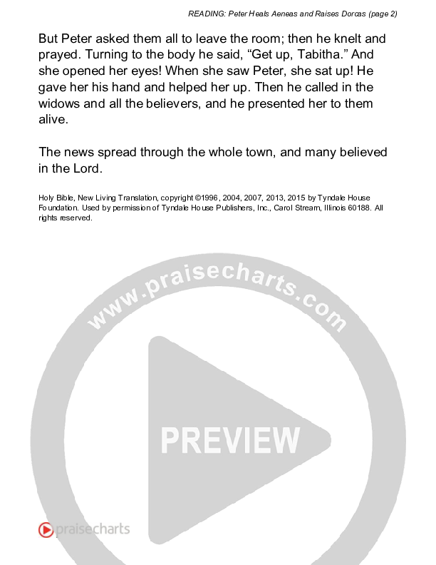 Peter Heals Aeneas And Raises Dorcas (Acts 9) Reading (Scripture)